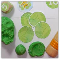 Brussels sprouts vegetable squashing playdough activity