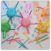 Easter bunny playdough - pastel bead threading activities