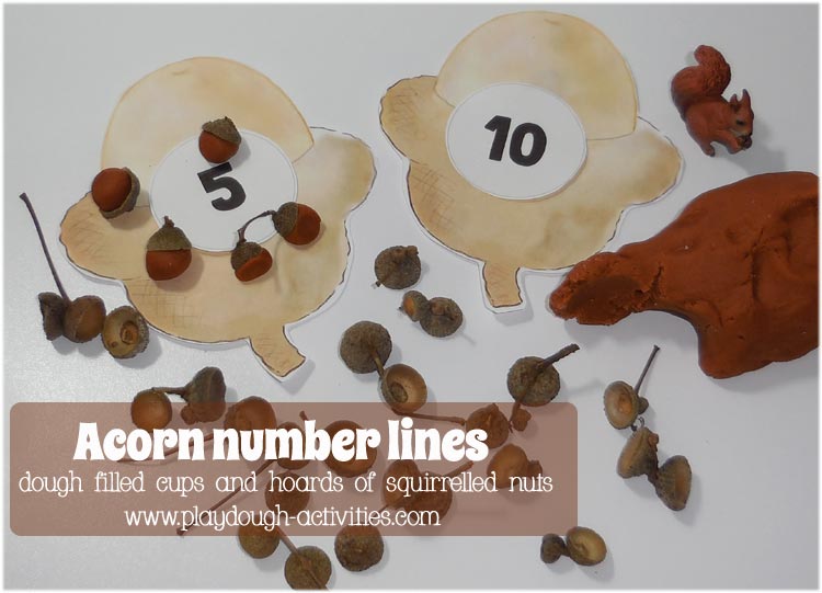Acorn playdough activities for preschool numbers and squirrel roleplay