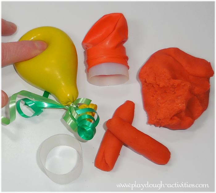 Balloons filled with playdough - adult hand strengtheners or stress balls