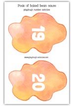 Pools of baked bean sauces - numbered 19 - 20