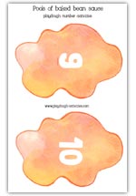 Pools of baked bean sauces - numbered 9 - 10