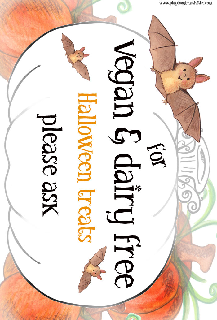 Advertising vegan and dairy free treats for Halloween door knockers