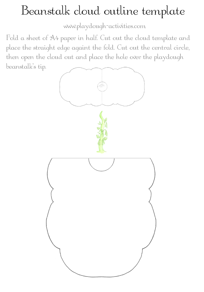 Playdough beanstalk tip cloud outline template