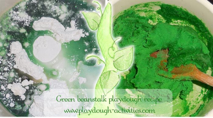 making beanstalk green playdough