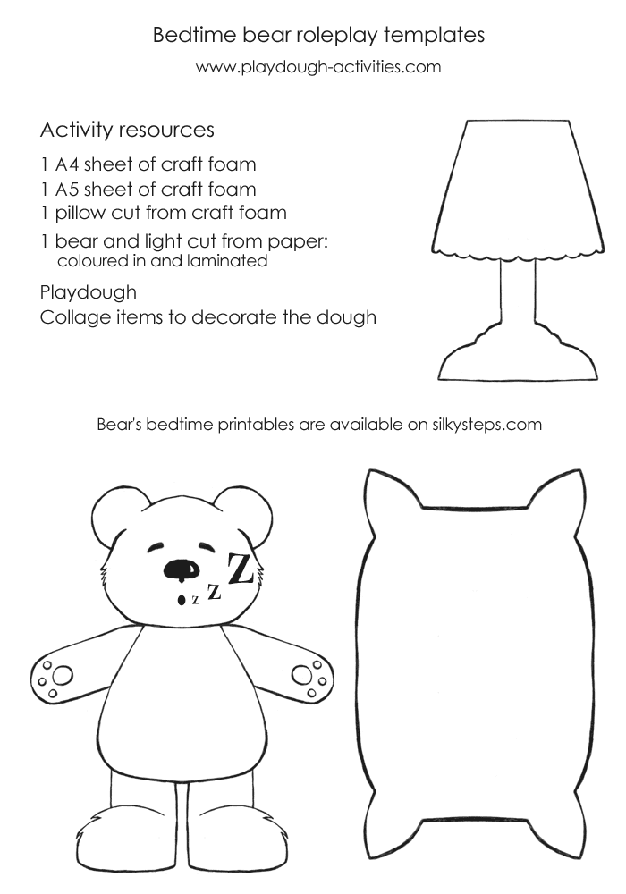 Bedtime bear outline template printable