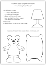 Outline template pieces for bedtime bear duvet designing playdough activity
