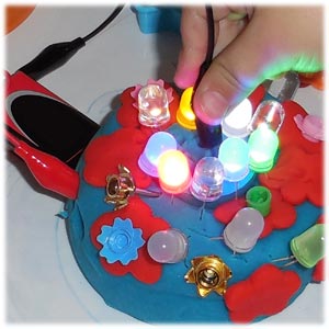 Placing the negative terminal in the cake core and completing an electrical circuit
