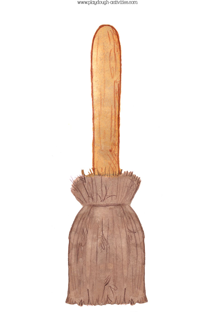 Colour broomstick playdough mat for some Witch and Halloween fun
