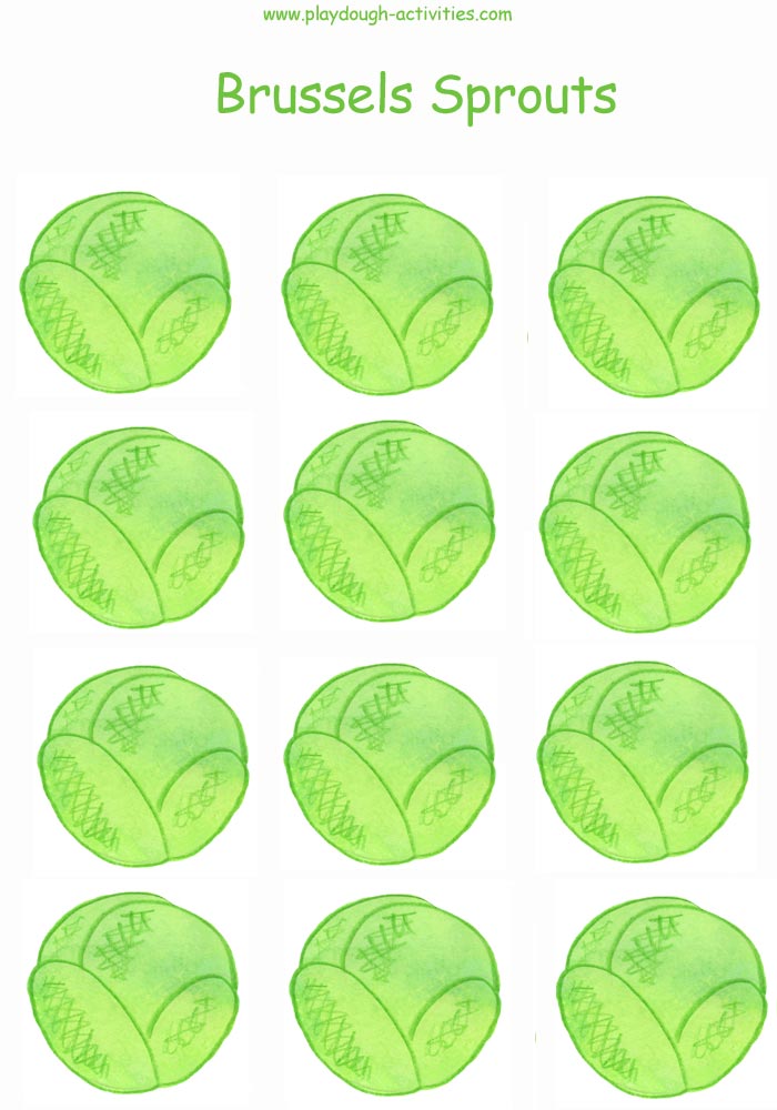 Numbered brussels sprouts 1 to 10