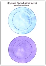 Blue and purple Brussels sprout game plates
