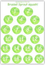 Brussels sprout playdough counting sheet 1-20