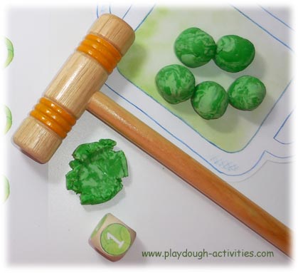 Playdough Brussels Sprouts squashing & counting game activity