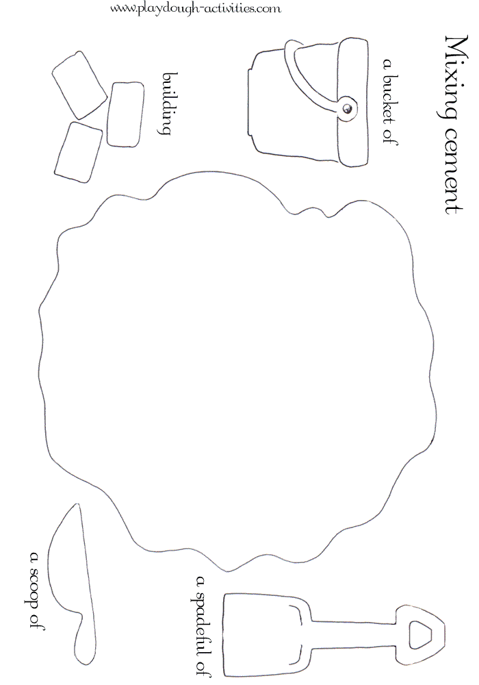 Colour cement making play dough mat - builder's construction site printables