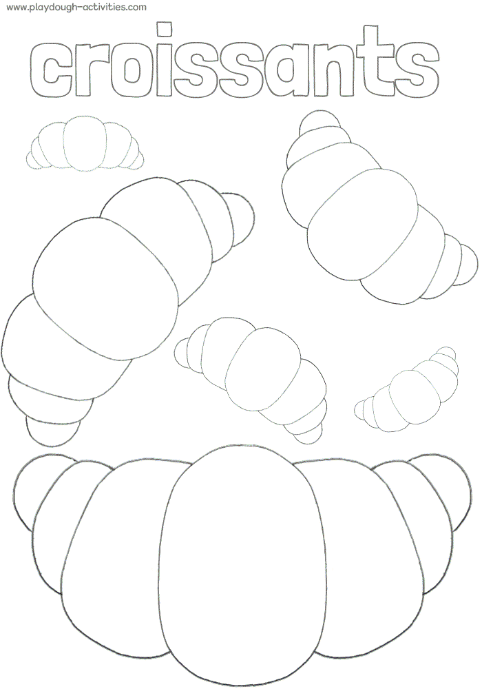 Different sized croissants for colouring playdough activities