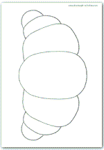 Large croissant outline template for colouring and tracing