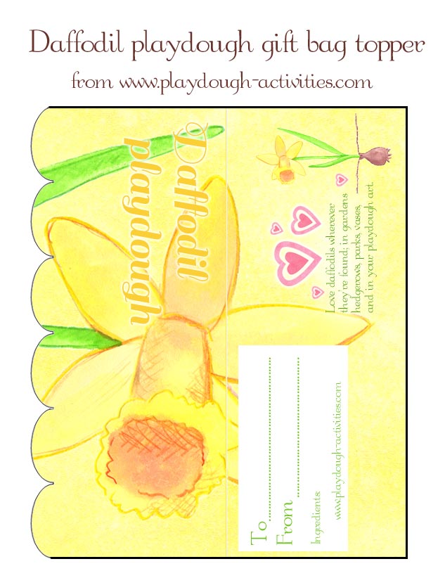 daffodil playdough gift bag topper - spring Easter present