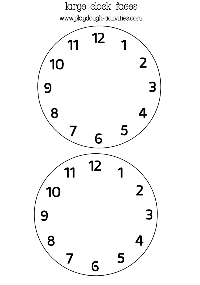 Larger clock faces for writing and playdough activities