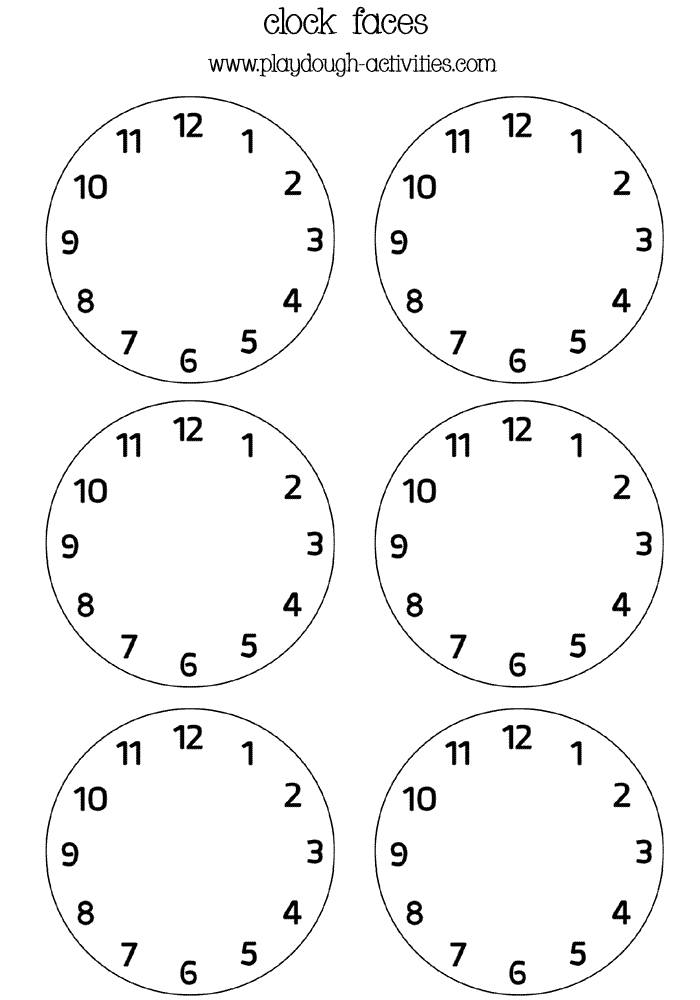 Clock faces for writing and playdough activities