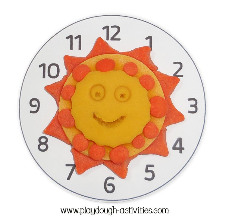Sun clock playdough activity - daylight saving time or British summer time activity