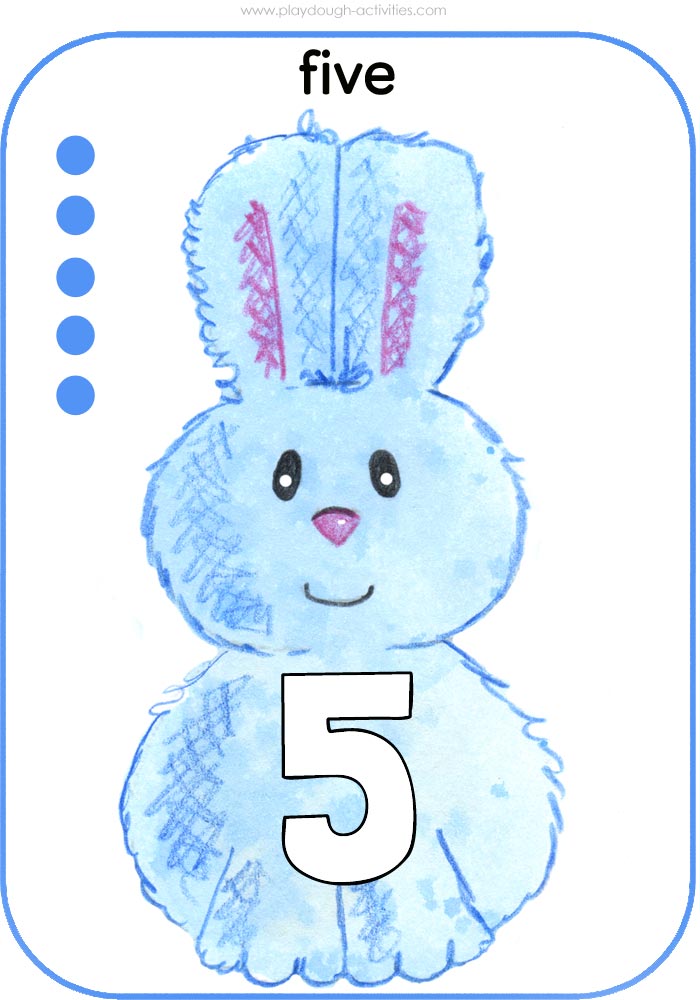 Number 5  Easter rabbit wall display picture