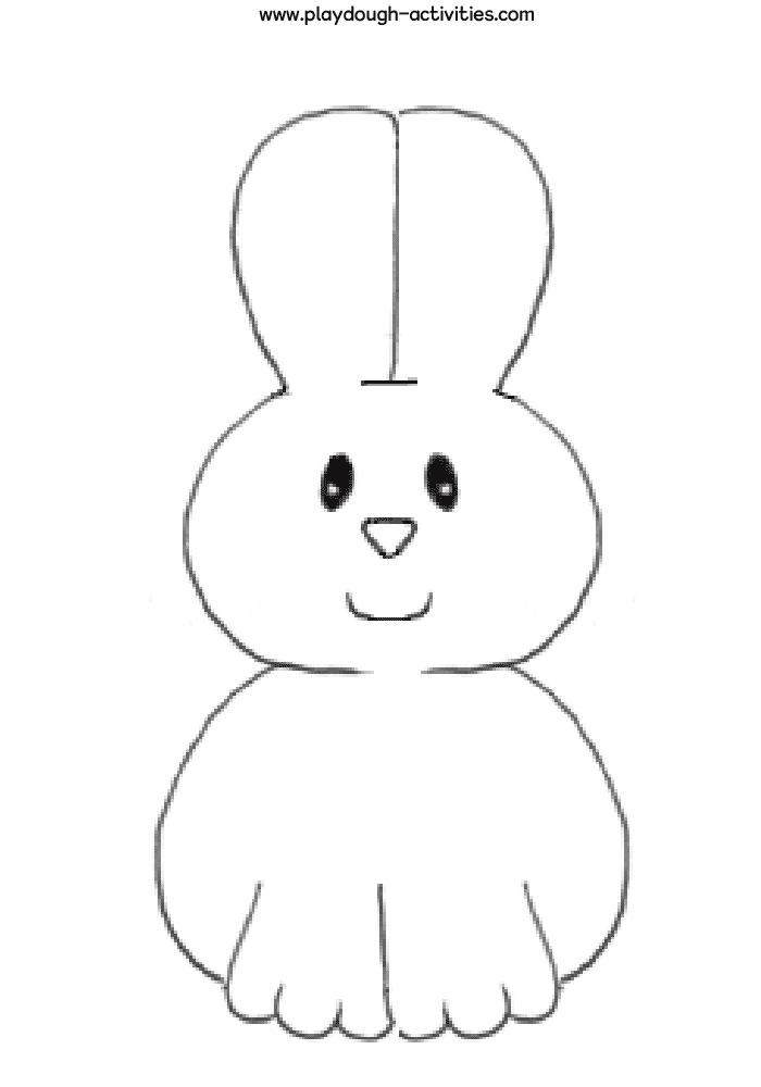 Rabbit bunny black line drawn outline template picture