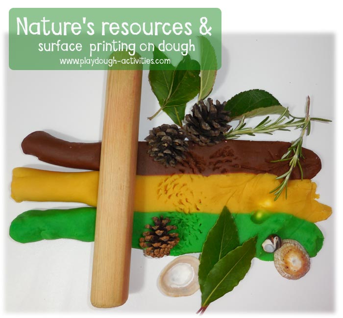 Surface printing on playdough with nature's natural resources