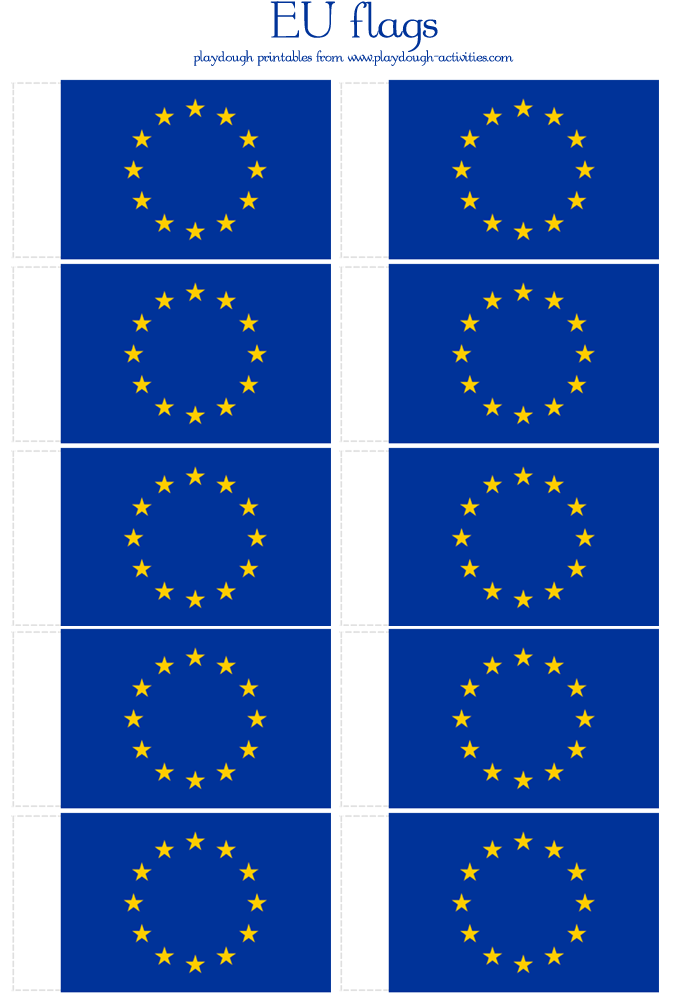 Small EU Europeans Union flag printables - pictures for play and learning