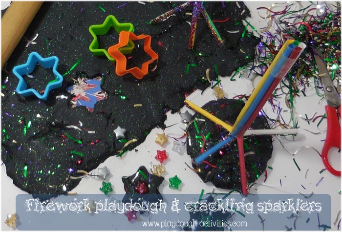Firework playdough and glitter crackling sparklers