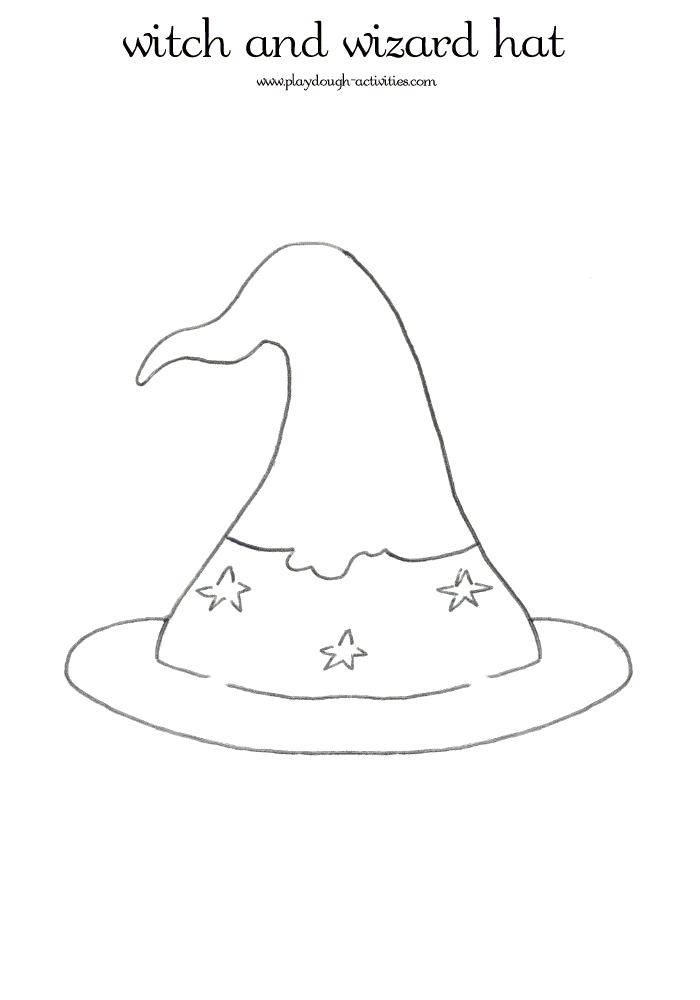 Witch wizard hat outline colouring picture