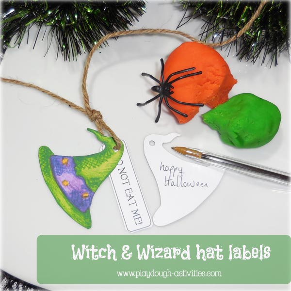 Writing wizard and witch hat labels