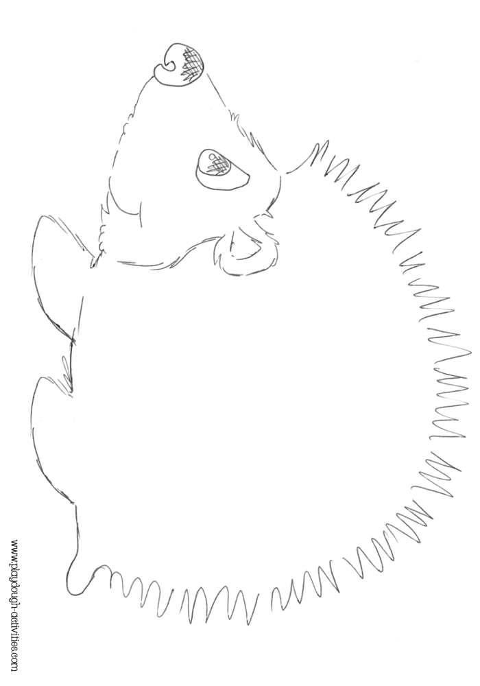 Hedgehog outline template colouring picture playdough mat printable