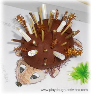 Hedgehog prickly building playdough activity