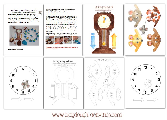 Buy a colour digital copy of this Hickory Dickory Dock playdough activity