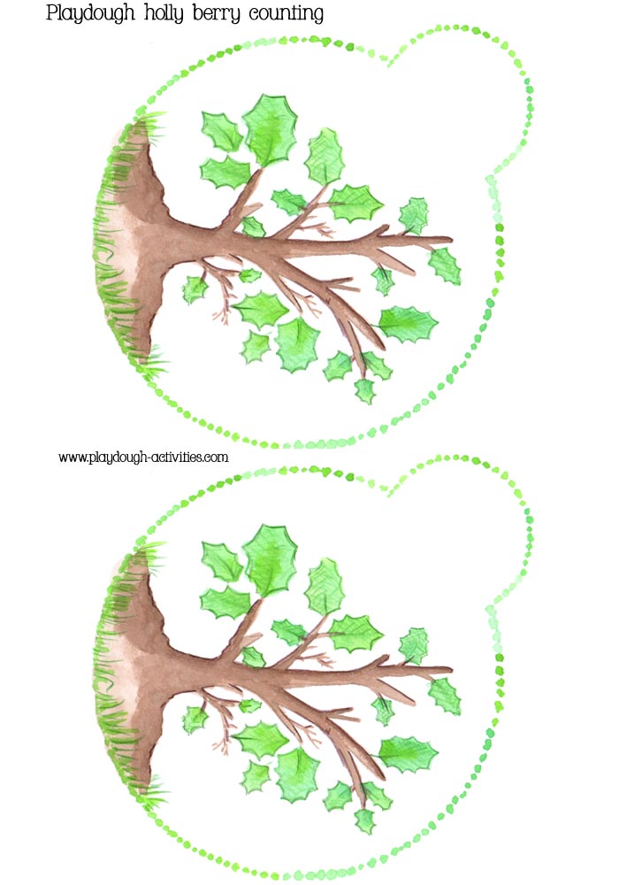 Holly berry counting playdough mat
