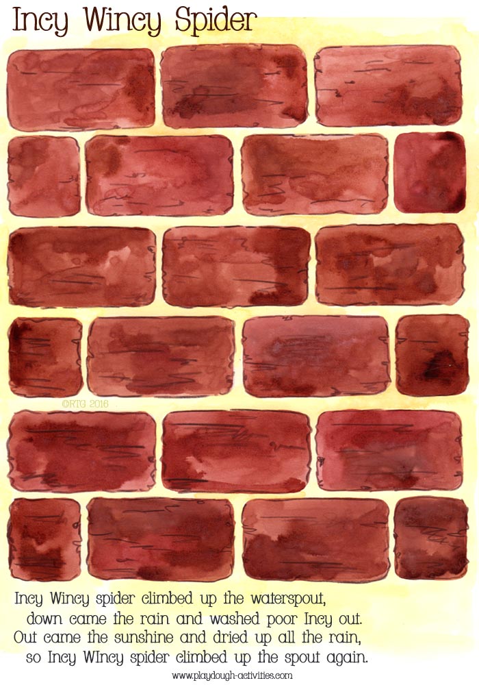 Incy Wincy spider brick wall background - role play printable