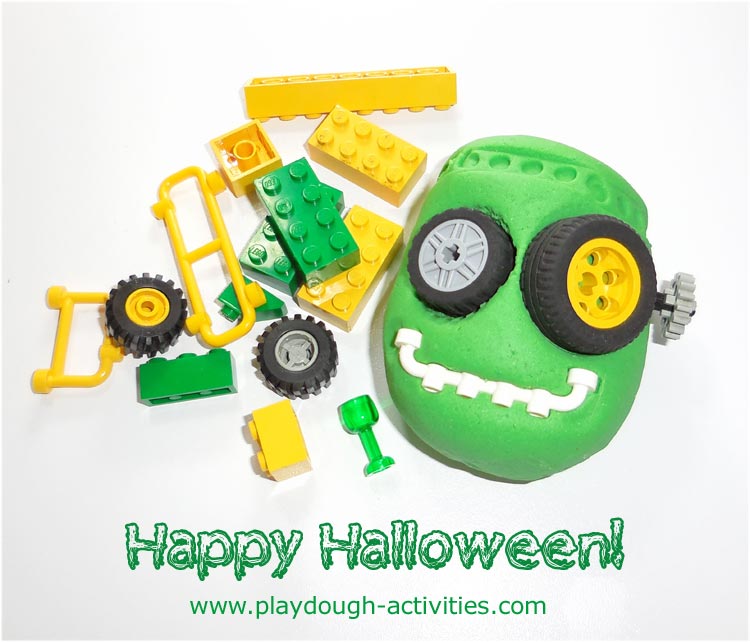 Halloween lego playdough Frankenstein model making