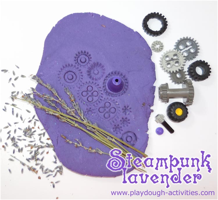 Lego playdough and lavender steampunk activities using gears and cogs