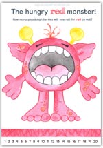 click for the full sized hungry red monster playdough mat