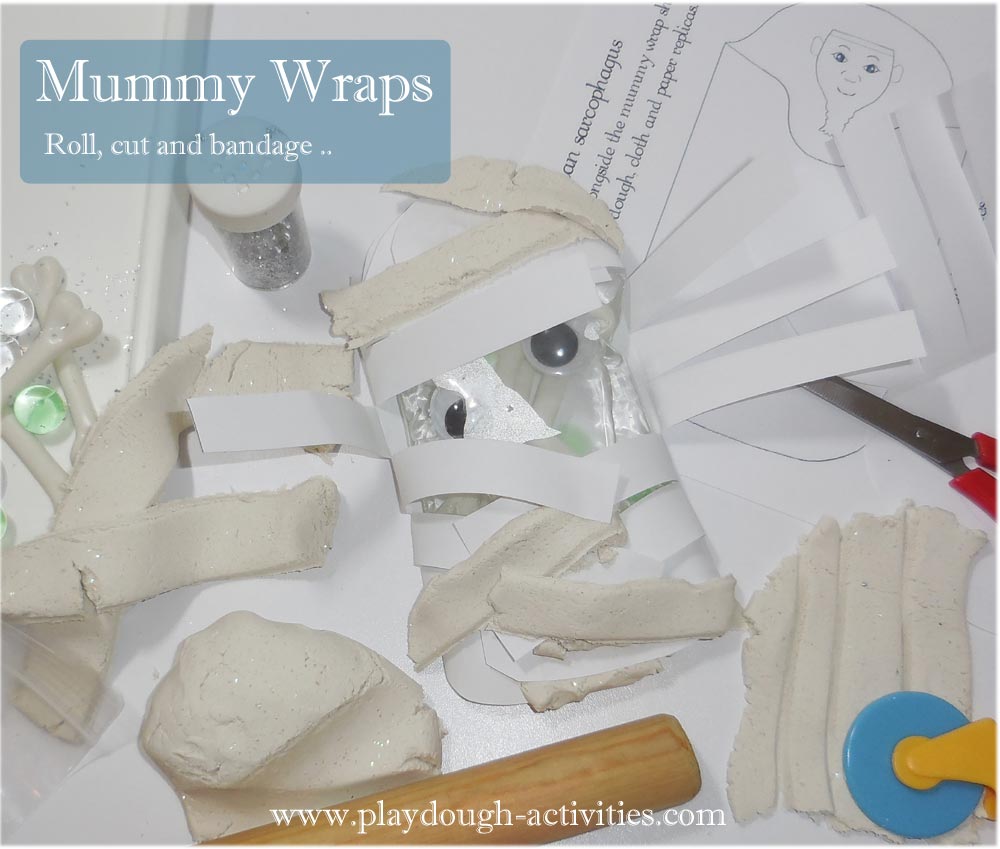 Egyptian mummy wrapping activity for Halloween