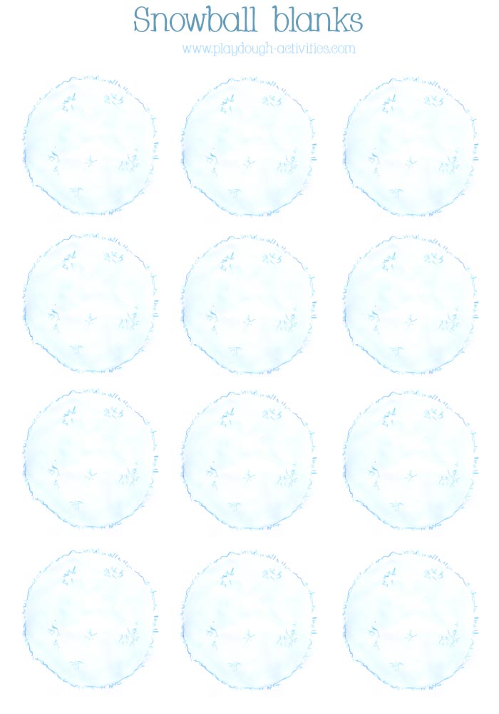 Blank snowball images for preschool playdough activities
