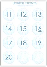 Snowball numbers 1 to 20