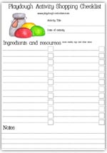Playdough shopping checklist