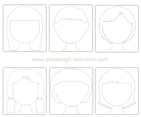 Print playdough face mat colouring in pictures