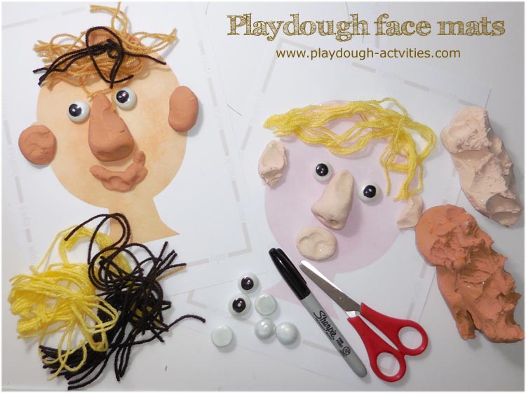 playdough face mats for all about me and ourself preschool topics