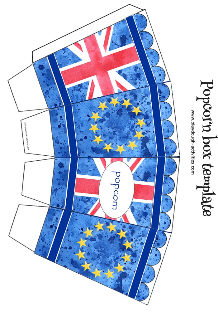 EU UK flag popcorn box template