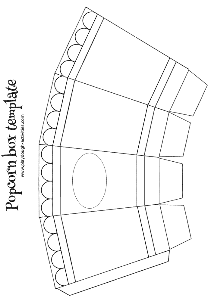 Popcorn box outline template - colouring picture