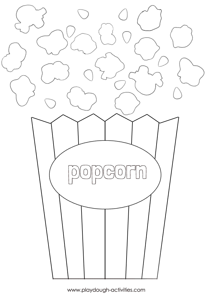 popcorn colouring picture craft outline template activity printable