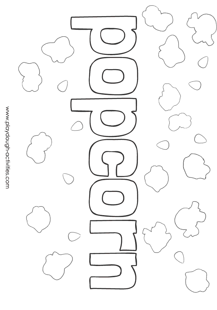 Popcorn outline template playdough mat colouring picture