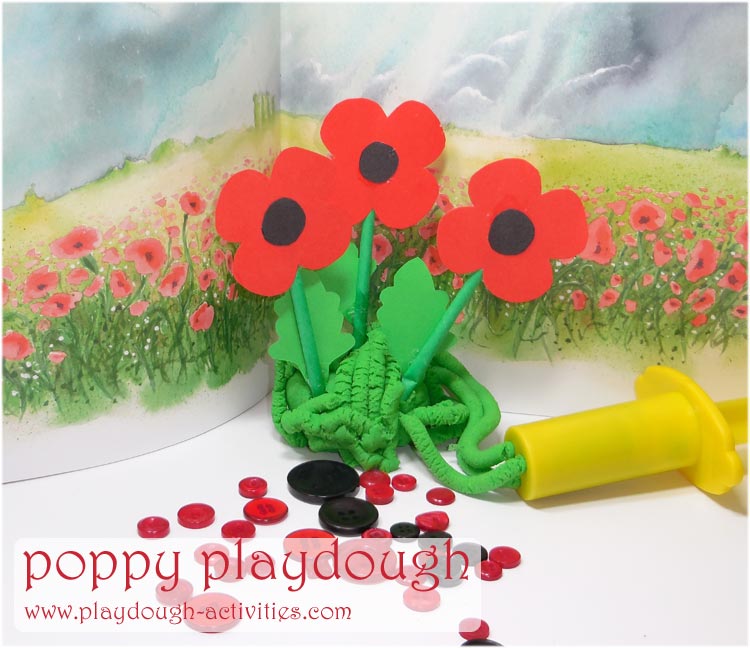 Poppies in playdough activity idea